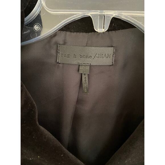 Rag & Bone / Jean Mercer Jacket Black Velvet Motorcycle Biker Zipper Collar S - Picture 9 of 13